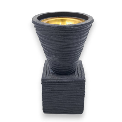 Modern Black Textured Ceramic Bakhoor & Incense Burner with Gold Metal Cup – Minimalist Arabic Incense Holder for Home Décor & Gifting - Damoo