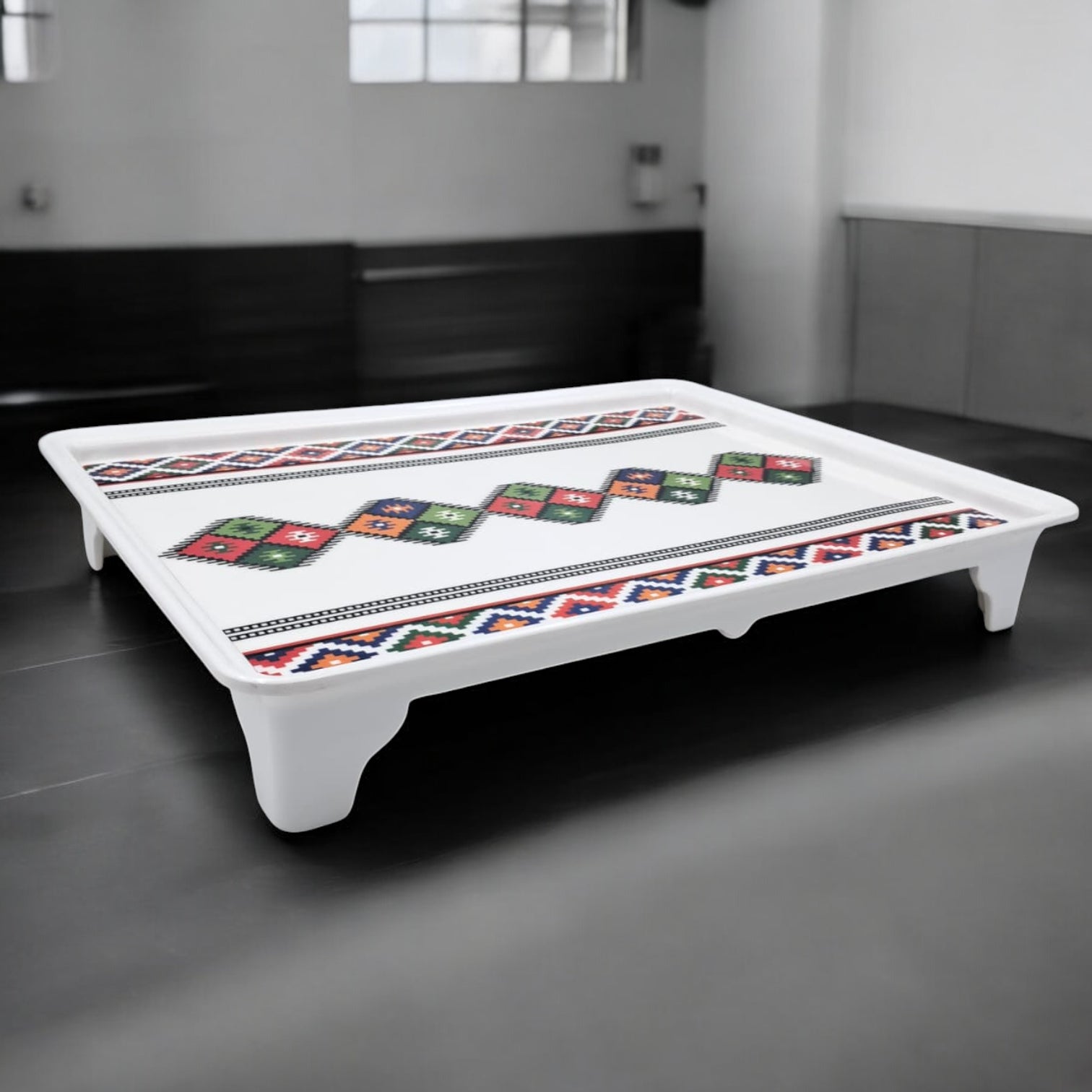 Decorative Serving Tray with Traditional Design – Large Rectangular Tray with Handles for Kitchen & Dining - Damoo