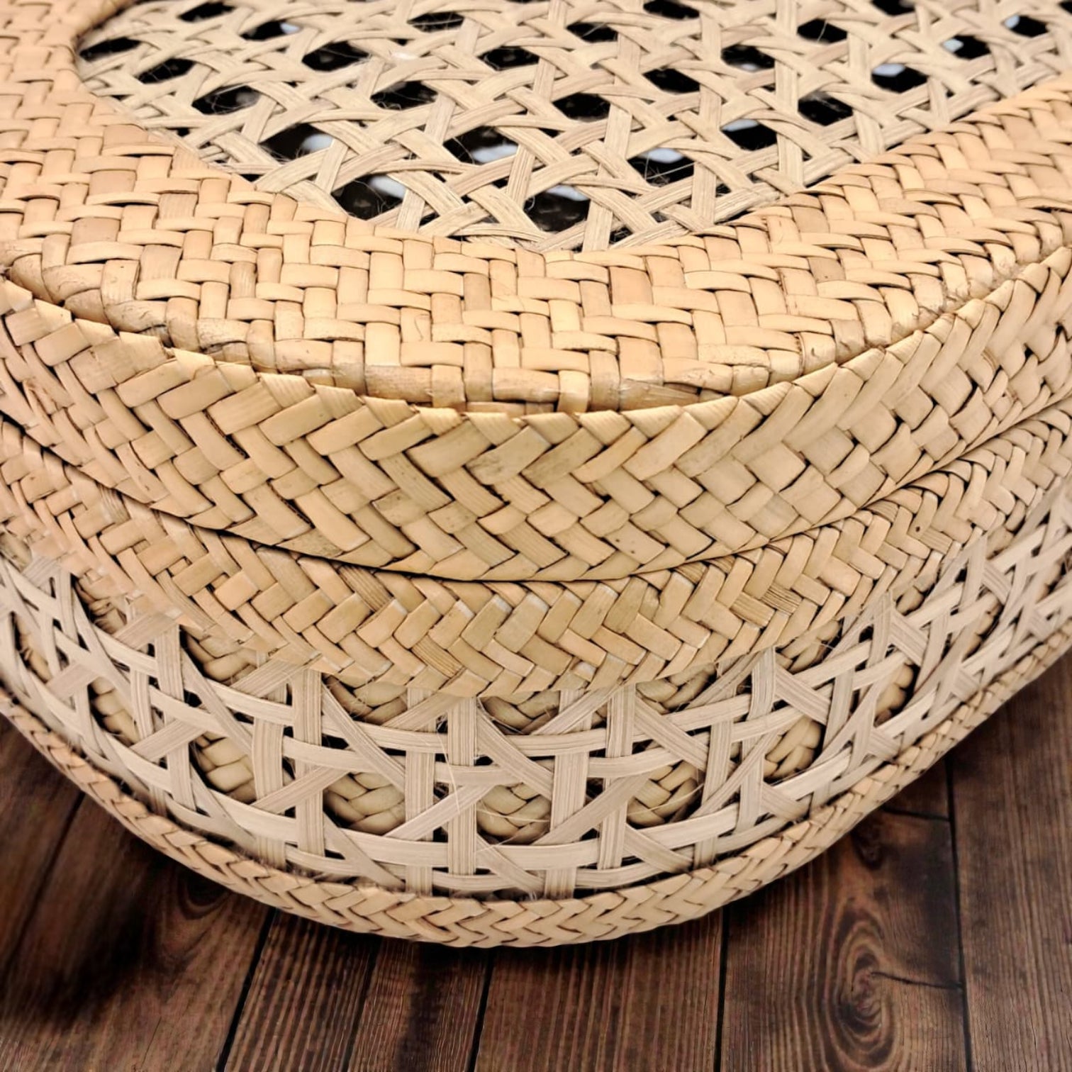 Handwoven Oval Bamboo Storage Box with Lid – Natural Rattan Organizer for Home Décor & Gifting (11H x 31L x 21W CM) - Damoo