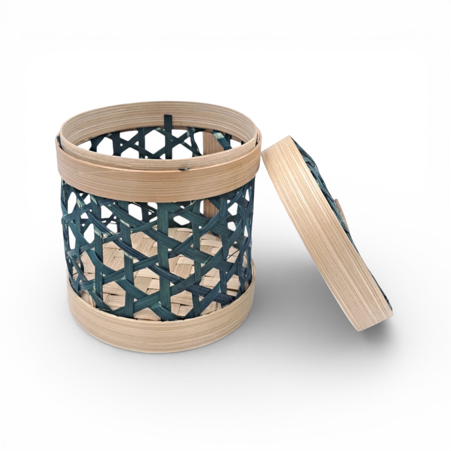 Handwoven Bamboo Storage Basket with Lid for Ramadan Serving & Décor | Multipurpose Date, Sweet & Gift Container - Damoo