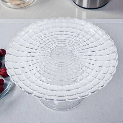 Clear Acrylic Cake Stand with Dome Cover & Crystal Knob – Elegant Dessert Display Stand for Cakes, Pastries & Treats (28H x 29L x 29W CM | Base 12CM) - Damoo