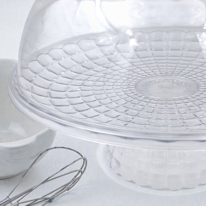 Clear Acrylic Cake Stand with Dome Cover & Crystal Knob – Elegant Dessert Display Stand for Cakes, Pastries & Treats (28H x 29L x 29W CM | Base 12CM) - Damoo