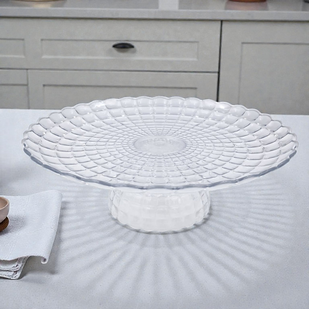 Clear Acrylic Cake Stand with Dome Cover & Crystal Knob – Elegant Dessert Display Stand for Cakes, Pastries & Treats (28H x 29L x 29W CM | Base 12CM) - Damoo