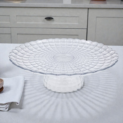 Clear Acrylic Cake Stand with Dome Cover & Crystal Knob – Elegant Dessert Display Stand for Cakes, Pastries & Treats (28H x 29L x 29W CM | Base 12CM) - Damoo