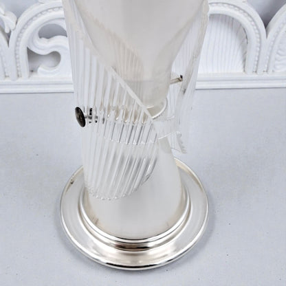 Luxury Metal & Clear Ribbed Glass Bakhoor Incense Burner with Ventilated Cap – Elegant Arabic Oud & Incense Holder for Majlis, Ramadan & Home Décor (20H x 11.5L × 11.5W CM) - Damoo