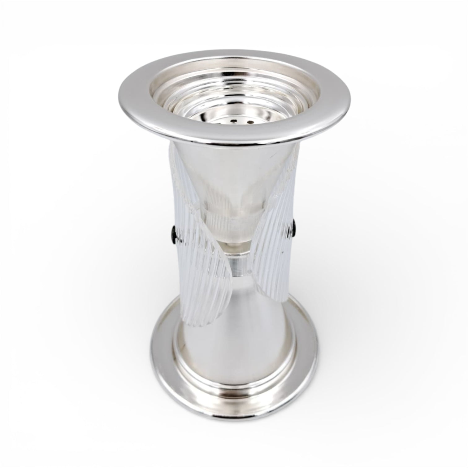 Luxury Metal & Clear Ribbed Glass Bakhoor Incense Burner with Ventilated Cap – Elegant Arabic Oud & Incense Holder for Majlis, Ramadan & Home Décor (20H x 11.5L × 11.5W CM) - Damoo