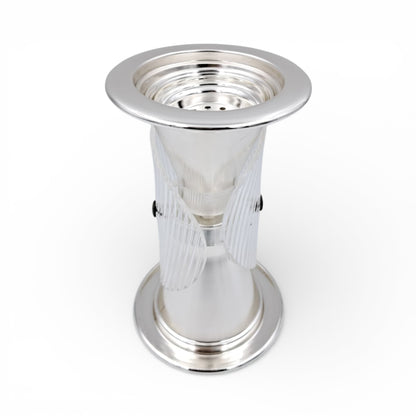 Luxury Metal & Clear Ribbed Glass Bakhoor Incense Burner with Ventilated Cap – Elegant Arabic Oud & Incense Holder for Majlis, Ramadan & Home Décor (20H x 11.5L × 11.5W CM) - Damoo