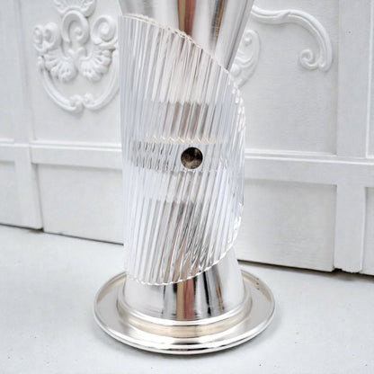 Luxury Metal & Clear Ribbed Glass Bakhoor Incense Burner with Ventilated Cap – Elegant Arabic Oud & Incense Holder for Majlis, Ramadan & Home Décor (20H x 11.5L × 11.5W CM) - Damoo