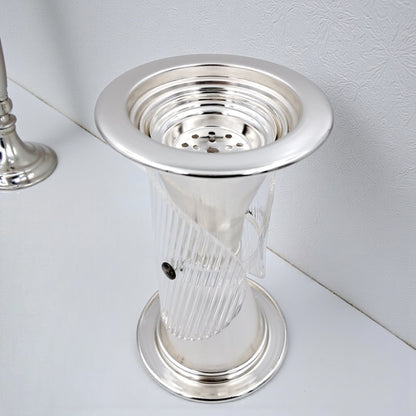 Luxury Metal & Clear Ribbed Glass Bakhoor Incense Burner with Ventilated Cap – Elegant Arabic Oud & Incense Holder for Majlis, Ramadan & Home Décor (20H x 11.5L × 11.5W CM) - Damoo