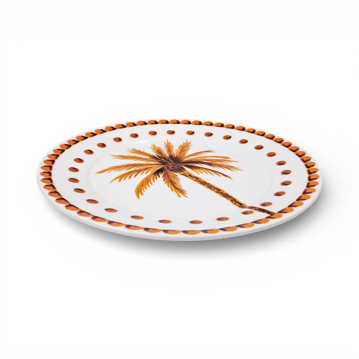 Palm Tree Printed Ceramic Serving Plate for Arabic Desserts & Snacks – Decorative Tableware (2H x 20.5L × 20.5W CM) - Damoo
