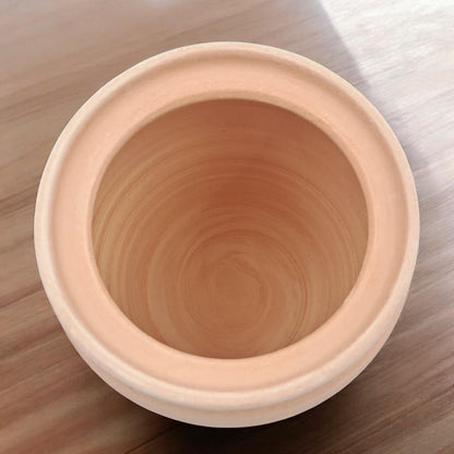 Handcrafted Natural Clay Pedestal Storage Jar with Lid – Minimal Rustic Home Décor Vessel (23H x 10.5L × 10.5W CM) - Damoo