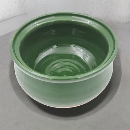 Green Glazed Ceramic Storage Pot with Lid – Multipurpose Kitchen Container for Sugar, Spices & Dry Food (17H x 20L × 20W CM) - Damoo
