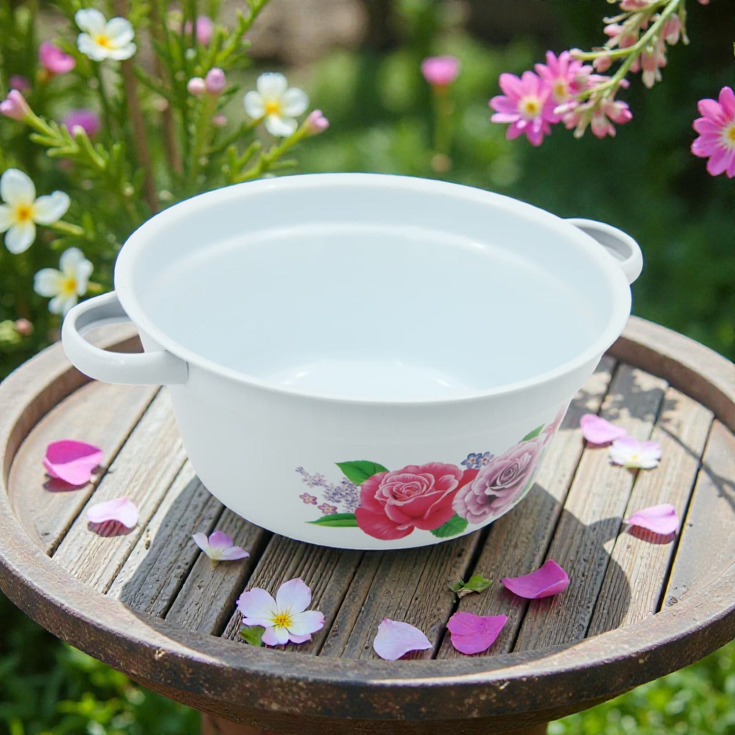 Floral Plastic Washing Basin (12H x 25L × 25W CM) – Lightweight Multipurpose Household Bowl for Laundry, Cleaning, Kitchen Prep & Storage