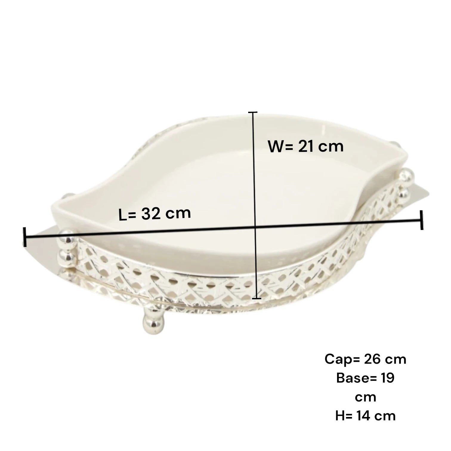 Al Habbai Leaf Shape Covered Serving Dish with Decorative Stand – Elegant Dates, Dessert & Candy Serving Bowl for Majlis Hospitality - Damoo