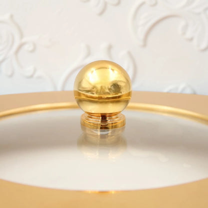 Al Habbai Oval Covered Serving Dish with Lid and Decorative Stand – Elegant Dessert, Dates & Candy Serving Tray for Majlis and Hospitality - Damoo