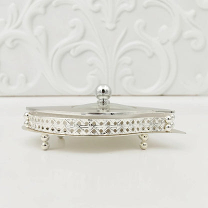 Al Habbai Leaf Shape Covered Serving Dish with Decorative Stand – Elegant Dates, Dessert & Candy Serving Bowl for Majlis Hospitality - Damoo