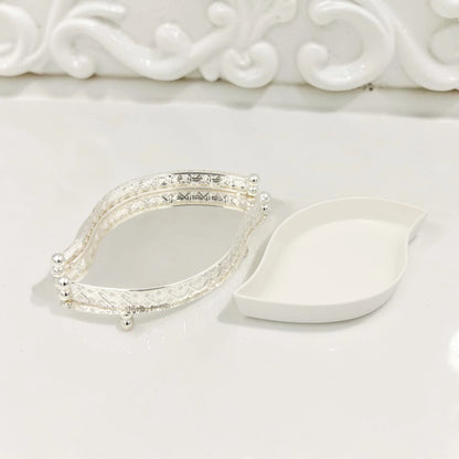 Al Habbai Leaf Shape Covered Serving Dish with Decorative Stand – Elegant Dates, Dessert & Candy Serving Bowl for Majlis Hospitality - Damoo