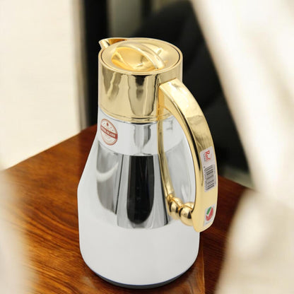Red Home Premium Vacuum Thermal Coffee & Tea Flask with Gold Handle – Insulated Stainless Steel Arabic Dallah Style Serving Pot - Damoo