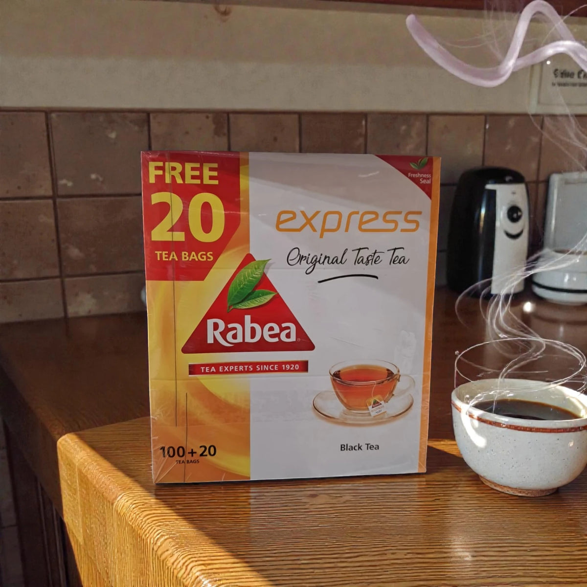 Rabea Express Original Taste Black Tea Bags Value Pack – 100 + 20 Free Tea Bags, Classic Strong Flavor Everyday Tea - Damoo