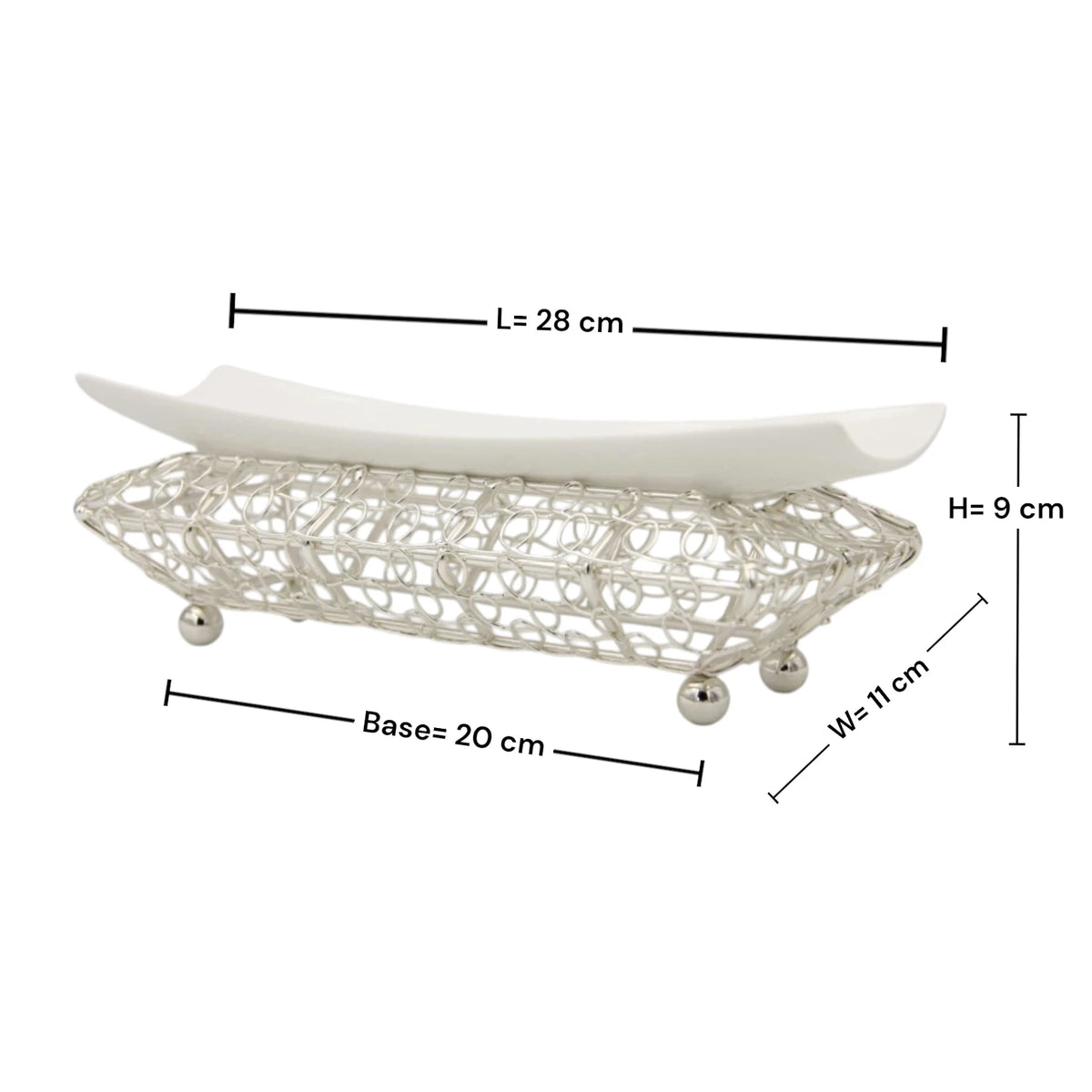 Decorative Serving Tray with Metal Stand & Curved Plate – Elegant Display Platter for Desserts, Snacks & Ramadan Table Decor (9H x 28L × 11W CM) - Damoo