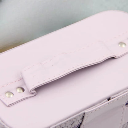 Luxury Portable Makeup Storage Box with Handle and Shoulder Strap – Large Cosmetic Organizer Case with Zipper Travel Beauty Bag (22x19x10.5cm) - Damoo