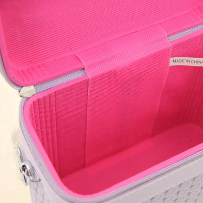 Luxury Portable Makeup Storage Box with Handle and Shoulder Strap – Large Cosmetic Organizer Case with Zipper Travel Beauty Bag (22x19x10.5cm) - Damoo