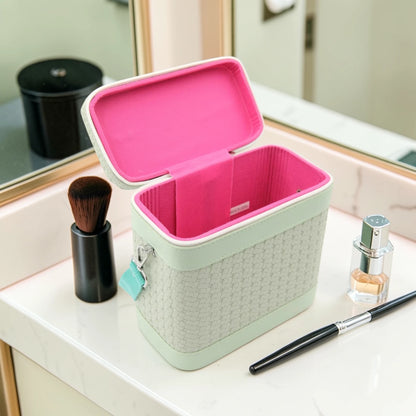 Luxury Portable Makeup Storage Box with Handle and Shoulder Strap – Large Cosmetic Organizer Case with Zipper Travel Beauty Bag (22x19x10.5cm) - Damoo
