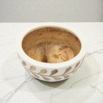 Round Wooden Bakhoor Burner with Metal Bowl – Oud Incense Burner for Home Fragrance & Arabic Decor (8.5H x 13L x 13W CM) - Damoo