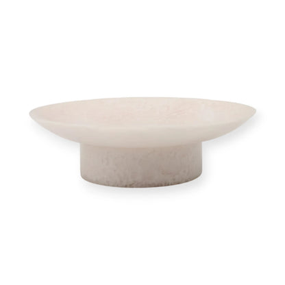 Round Low Pedestal Serving Tray – Modern Decorative Display Plate for Snacks, Desserts & Table Styling (6H x 19.5L × 19.5W CM) - Damoo