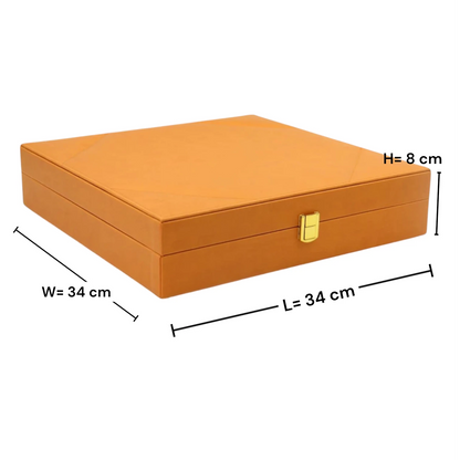 Round Serving Tray Set with Storage Case – Premium Gift Box Tray with Protective Carry Case for Desserts, Snacks & Elegant Table Display (8H x 34L × 34W CM | Tray 26 CM) - Damoo