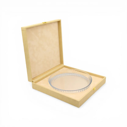 Round Serving Tray Set with Storage Case – Premium Gift Box Tray with Protective Carry Case for Desserts, Snacks & Elegant Table Display (8H x 34L × 34W CM | Tray 26 CM) - Damoo