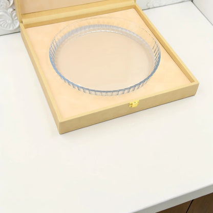Round Serving Tray Set with Storage Case – Premium Gift Box Tray with Protective Carry Case for Desserts, Snacks & Elegant Table Display (8H x 34L × 34W CM | Tray 26 CM) - Damoo