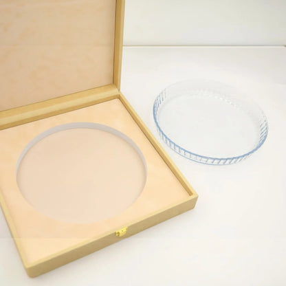 Round Serving Tray Set with Storage Case – Premium Gift Box Tray with Protective Carry Case for Desserts, Snacks & Elegant Table Display (8H x 34L × 34W CM | Tray 26 CM) - Damoo