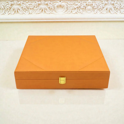 Round Serving Tray Set with Storage Case – Premium Gift Box Tray with Protective Carry Case for Desserts, Snacks & Elegant Table Display (8H x 34L × 34W CM | Tray 26 CM) - Damoo