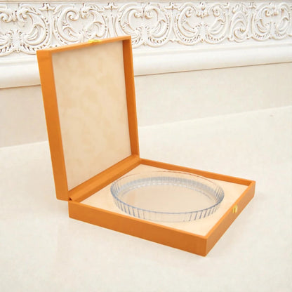 Round Serving Tray Set with Storage Case – Premium Gift Box Tray with Protective Carry Case for Desserts, Snacks & Elegant Table Display (8H x 34L × 34W CM | Tray 26 CM) - Damoo