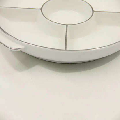 Round Sectioned Serving Tray with Lid & Handles – Multi-Compartment Snack & Appetizer Serving Plate with Covered Top (16H x 30L × 26W CM) - Damoo