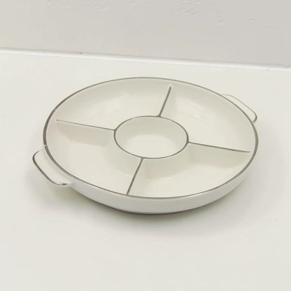 Round Sectioned Serving Tray with Lid & Handles – Multi-Compartment Snack & Appetizer Serving Plate with Covered Top (16H x 30L × 26W CM) - Damoo