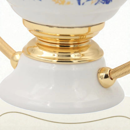 Luxury Ceramic Bakhoor Burner with Gold Metal Insert & Decorative Floral Pattern – Oud Incense Burner for Home & Majlis (15.5H x 19L x 13W CM) - Damoo