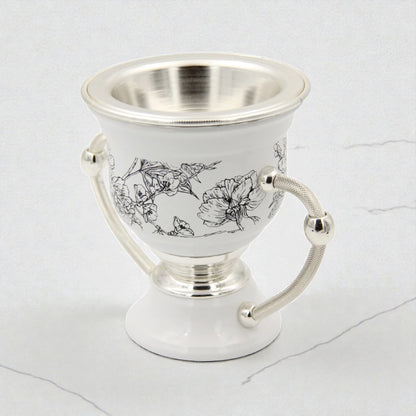 Luxury Ceramic Bakhoor Burner with Silver Metal Insert & Floral Pattern – Oud Incense Burner for Home & Majlis (15.5H x 19L x 13W CM) - Damoo