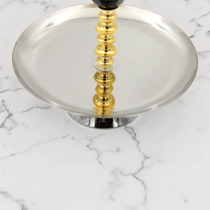 Luxury Metal Bakhoor Burner with Serving Tray & Decorative Palm Design – Oud Incense Burner Stand for Home, Majlis & Gifting (21H x 20L x 20W CM) - Damoo