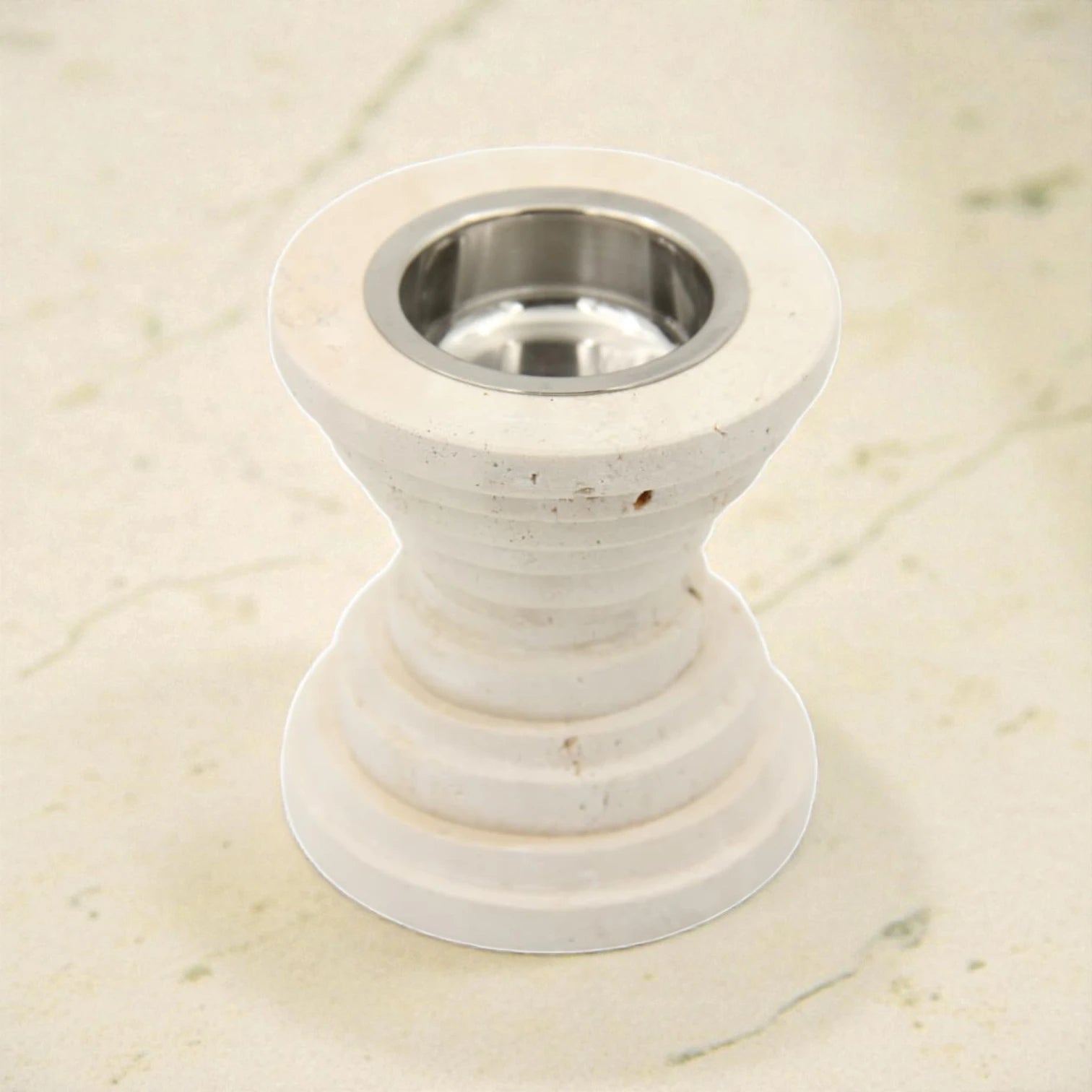 Natural Stone Incense Burner with Stainless Steel Cup – Minimal Compact Decorative Incense Holder for Home Use (11H x 10L x 10W CM) - Damoo