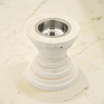 Natural Stone Incense Burner with Stainless Steel Cup – Minimal Compact Decorative Incense Holder for Home Use (11H x 10L x 10W CM) - Damoo