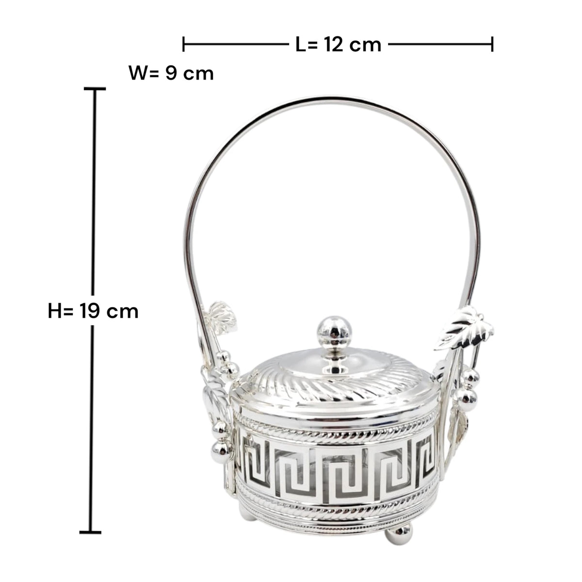 Decorative Candy Bowl with Lid and Handle Elegant Covered Serving Container for Sweets Dates Nuts Table Centerpiece (19H x 12L x 9W CM) - Damoo