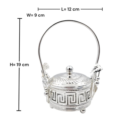 Decorative Candy Bowl with Lid and Handle Elegant Covered Serving Container for Sweets Dates Nuts Table Centerpiece (19H x 12L x 9W CM) - Damoo