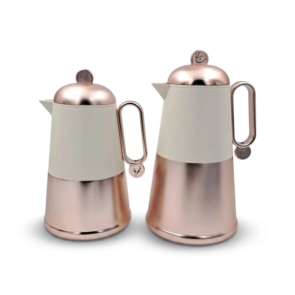 RAZ Lunara Vacuum Flask Set 2-Piece – 1.0L Tea Flask & 0.7L Coffee Flask Thermal Insulated Server with Ergonomic Handle for Hot & Cold Beverages - Damoo