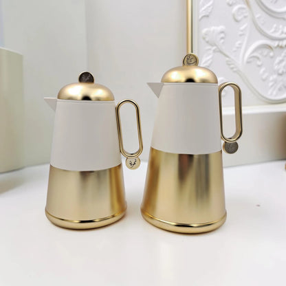 RAZ Lunara Vacuum Flask Set 2-Piece – 1.0L Tea Flask & 0.7L Coffee Flask Thermal Insulated Server with Ergonomic Handle for Hot & Cold Beverages - Damoo