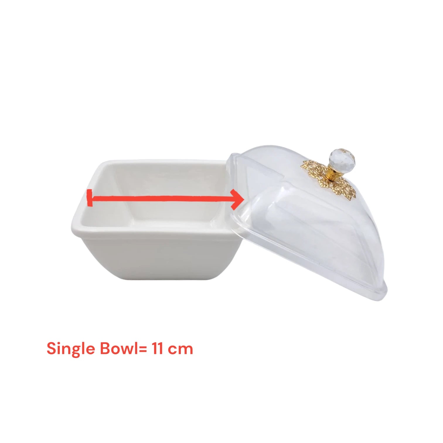 3 Compartment Covered Serving Tray Set with Stand Decorative Snack Server with Lid for Nuts Sweets and Dips (7H x 44L x 12W CM) - Damoo