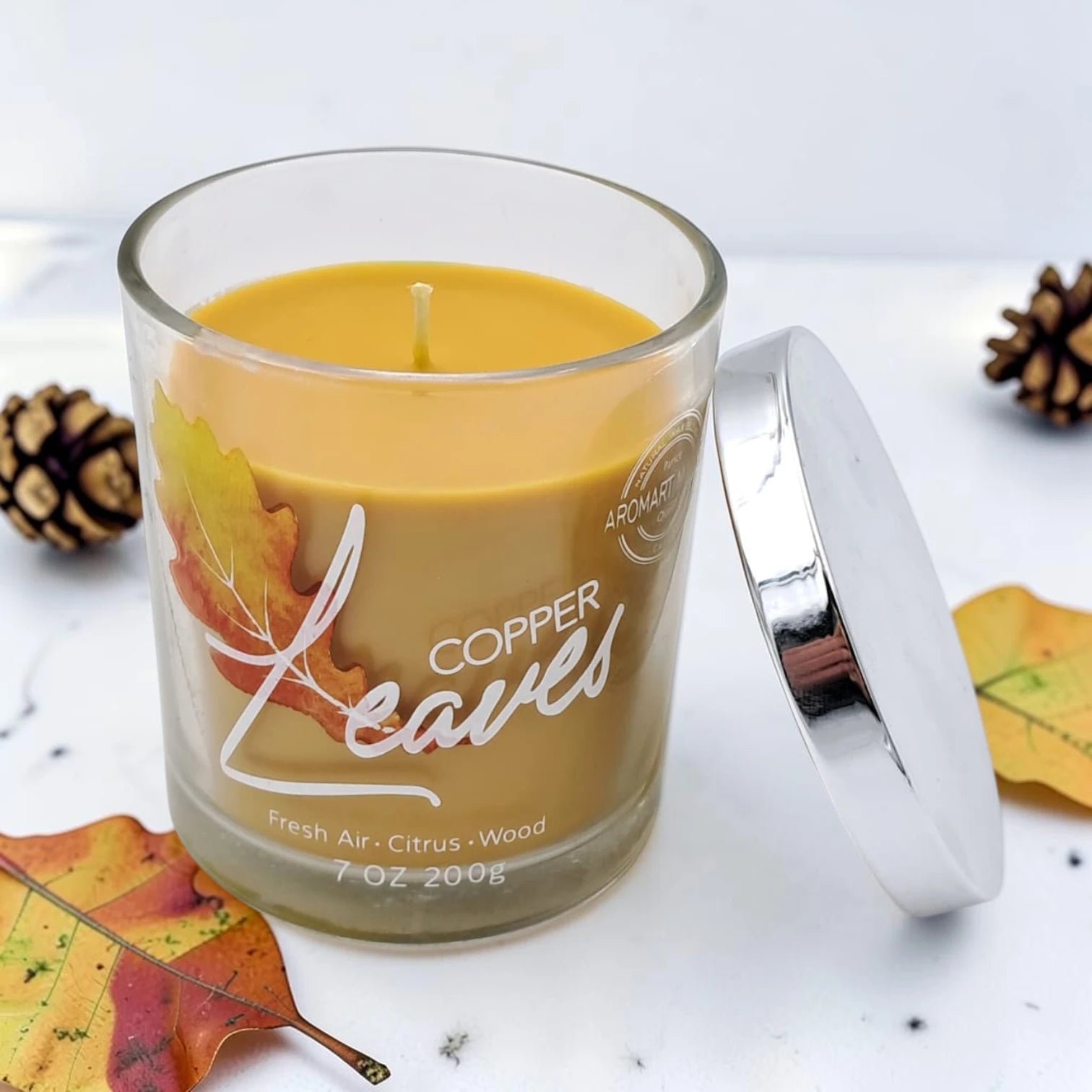 Scented Glass Jar Candle with Lid, Aromatherapy Candle for Home Fragrance, Long Lasting Decorative Candle (9H x 8.5L × 8.5W CM) - Damoo