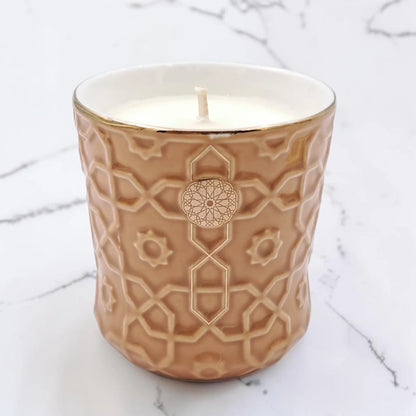 OTANTIK Home Crafts Rosette Luxury Scented Candle with Lid, Decorative Embossed Jar Aromatherapy Candle for Home Décor (7H x 6.5L × 6.5W CM) - Damoo