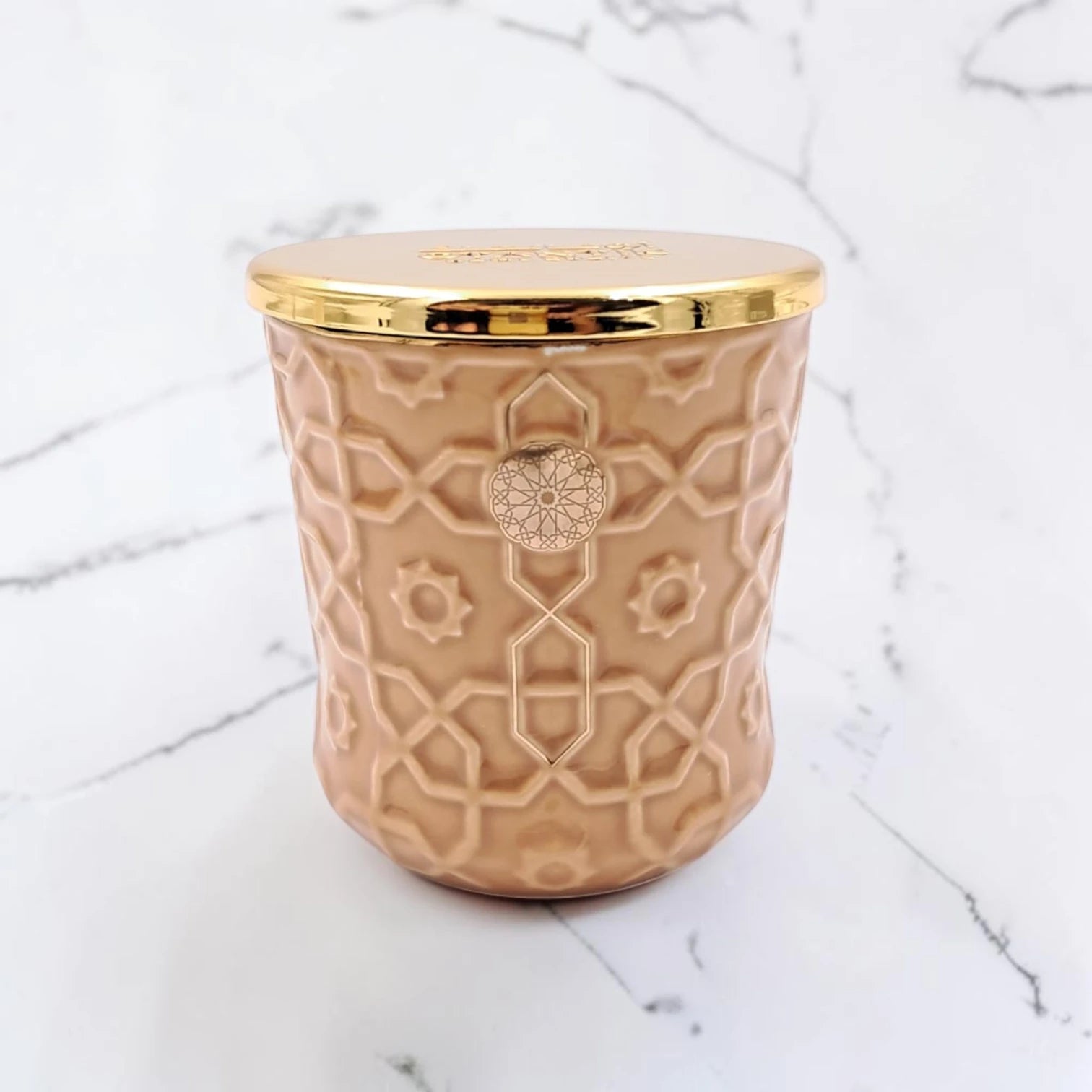 OTANTIK Home Crafts Rosette Luxury Scented Candle with Lid, Decorative Embossed Jar Aromatherapy Candle for Home Décor (7H x 6.5L × 6.5W CM) - Damoo